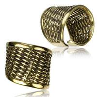 Load image into Gallery viewer, Messing Ringe verstellbar überlappend antik golden breit und schmal
