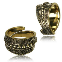 Load image into Gallery viewer, Brass Ringe verstellbar überlappend antik golden verziert breit oder schmal
