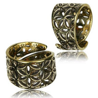 Load image into Gallery viewer, Brass Ringe verstellbar überlappend antik golden verziert breit oder schmal
