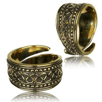 Load image into Gallery viewer, Brass Ringe verstellbar überlappend antik golden verziert breit oder schmal
