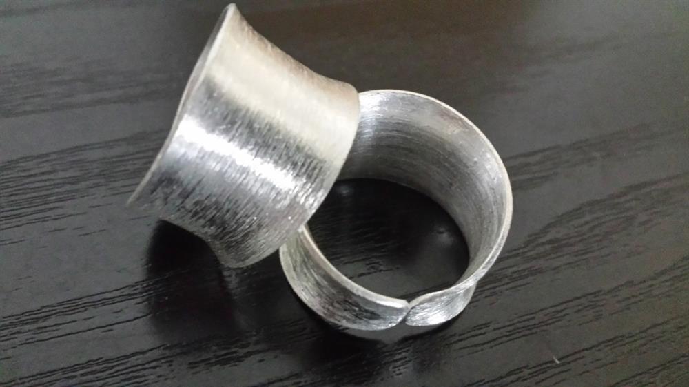 Silberringe offen breit gebürstet konkav 925 Sterling Silber Ringe matt glänzend