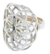 Load image into Gallery viewer, Ringe Blume des Lebens doppelt White Brass versilbert Silber Tribal Schmuck
