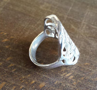 Load image into Gallery viewer, Ringe Blume des Lebens doppelt White Brass versilbert Silber Tribal Schmuck
