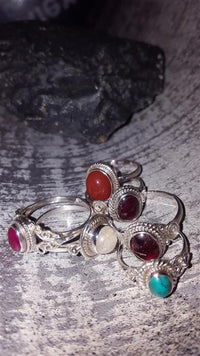 Load image into Gallery viewer, Silberringe Karneol Seil Bögen Kugeln oval 925
