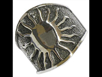 Load image into Gallery viewer, Silberring massiv Sonne dunkel oxidiert 925er Sterling Silber Damen Ringe Silberschmuck
