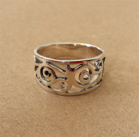 Cargar imagen en el visor de la galería, Silberring breit feine Spiral Ornamente Ring 925er Sterling Silber Damen Schmuck
