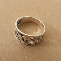 Cargar imagen en el visor de la galería, Silberring breit feine Spiral Ornamente Ring 925er Sterling Silber Damen Schmuck
