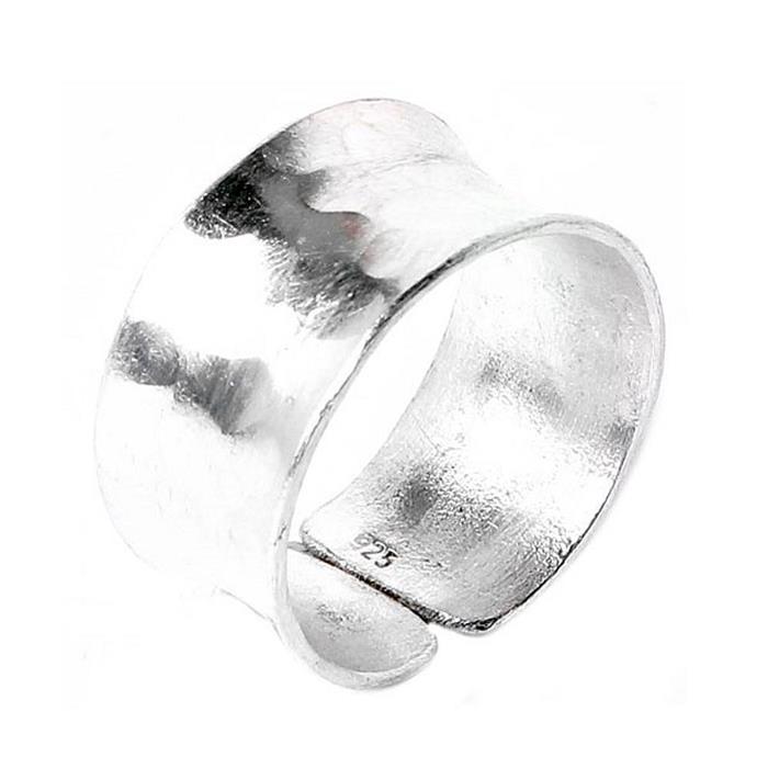 Silberring 10mm gehämmert gewölbt Schuppen offen Ring
