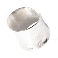 Load image into Gallery viewer, Bandring gebürstet Punkte gewölbt Rillen 925 Sterling Silber offen
