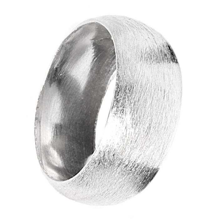 Bandring konvex gewölbt 9mm breit gebürstet 925 Sterling Silber