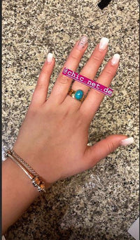 Load image into Gallery viewer, Messing Ringe oval Türkis antik golden 12 mm Tribal Schmuck
