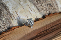Load image into Gallery viewer, Ring Eule dunkel oxidiert glänzend 925 Sterling Silber
