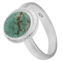 Load image into Gallery viewer, Silber Ring Türkis 10 mm oval Zopf Rand 925 Sterling
