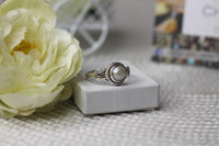 Load image into Gallery viewer, Silberringe Perle Seile Spiralen Kreise rund weiß Punkte 925 Sterling Silber Ringe
