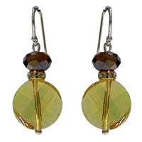 Load image into Gallery viewer, Glasperlen-Ohrringe, Brauntöne, aus Glas, facettiert, mit Glitzerring, 925er Sterlingsilber-Bügel, ca.17mmØ
