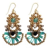Cargar imagen en el visor de la galería, Brass Glaskristall Ohrringe türkis silber gold schwarz Glitzerring Ohrhänger Ethno Designer
