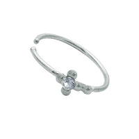Load image into Gallery viewer, Nostril Piercing Nasenring 925 Sterling Silber Kristall Kreuz weiß Glitzer Kugelenden
