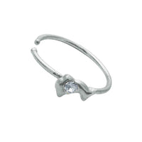 Load image into Gallery viewer, Nostril Piercing Nasenring 925 Sterling Silber Kristall Delfin weiß Glitzer Kugelenden
