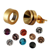 Load image into Gallery viewer, Glitzer Glas Kristall Ohrstecker gold weiß Edelstahl rund 12 mm Damen Wechsel Schmuck Glaskristall
