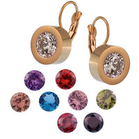 Load image into Gallery viewer, Glitzer Glas Kristall Ohrringe gold weiß Edelstahl rund 12 mm Ohrhänger Wechsel Schmuck Glaskristall
