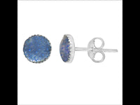 Load image into Gallery viewer, A pair of Ohrstecker Glitzer blau Resin 925er Sterling Silber Ohrringe Damen Schmuck, featuring blue, iridescent resin centers in round studs, shown on a white background.
