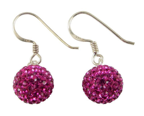 Glitzerkugel violett 10 mm Kristall Ohrringe 925er Sterling Silber Damen Glitzer Schmuck Kugel
