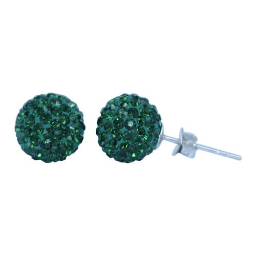 Glitzerkugel Emerald grün 10 mm Kristall Ohrstecker Ohrringe 925er Silber Damen Glitzer Schmuck