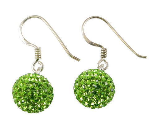 Glitzerkugel hell grün Peridot 10 mm Kristall Ohrringe 925er Silber Damen Glitzer Schmuck Kugel