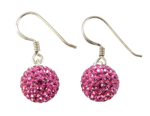 Glitzerkugel rosa 6 mm Kristall Silberohrringe Ohrringe 925er Sterling Silber Damen Glitzer Kugel