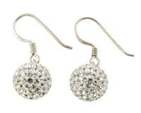 Load image into Gallery viewer, Glitzerkugel weiß 10 mm Kristall Ohrringe Ohrhänger 925er Silber Damen Glitzer Schmuck Kugel
