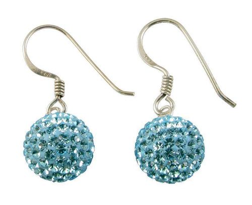 Glitzerkugel hellblau 8 mm Kristall Ohrringe 925er Sterling Silber Damen Glitzer Schmuck Kugel