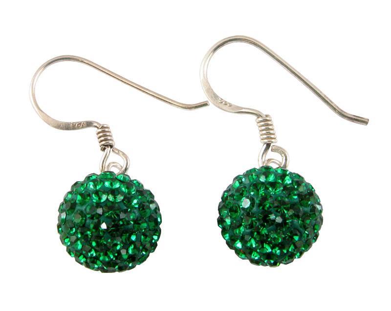 Glitzerkugel Emerald dunkel grün 8 mm Kristall Silberohrringe Ohrringe 925er Silber Damen Glitzer