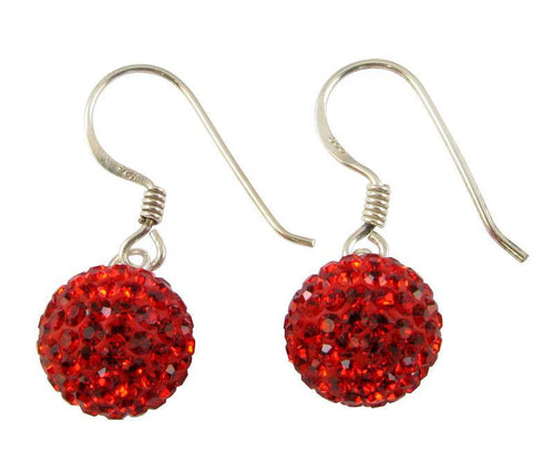 Glitzerkugel rot Light-Siam 6 mm Kristall Silberohrringe Ohrringe 925er Silber Damen Glitzer Kugel