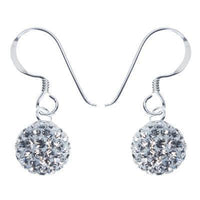 Load image into Gallery viewer, Glitzerkugel Kristall weiß bunt schillernd 12mm Silberohrringe Ohrringe 925er Silber Glitzer Schmuck
