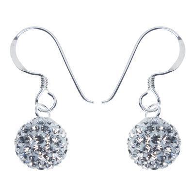 Glitzerkugel weiß bunt schillernd 10 mm Kristall Ohrringe 925er Silber Damen Glitzer Schmuck
