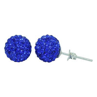 Cargar imagen en el visor de la galería, Glitzerkugel safir blau 10 mm Kristall Ohrstecker Ohrringe 925er Silber Damen Glitzer Schmuck
