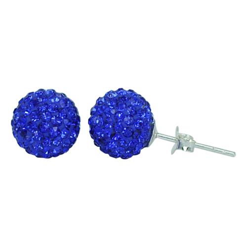 Glitzerkugel safir blau 10 mm Kristall Ohrstecker Ohrringe 925er Silber Damen Glitzer Schmuck
