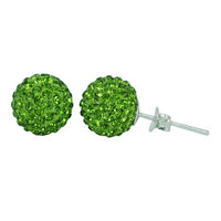 Load image into Gallery viewer, Glitzerkugel Peridot hell grün 10 mm Kristall Ohrstecker Ohrringe 925er Silber Damen Schmuck
