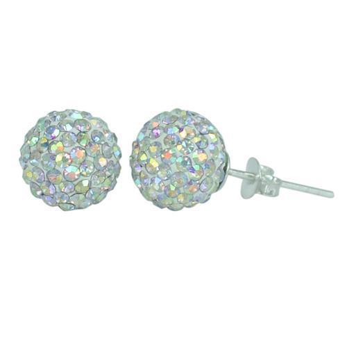 Glitzerkugel weiß bunt schillernd 6 mm Kristall Ohrstecker Ohrringe 925er Silber Damen Schmuck