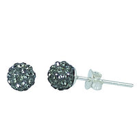 Load image into Gallery viewer, Glitzerkugel grau Black Diamond 6 mm Kristall Ohrstecker Ohrringe 925er Silber Damen Schmuck
