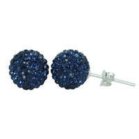Load image into Gallery viewer, Glitzerkugel montana blau 10 mm Kristall Ohrstecker Ohrringe 925er Silber Damen Glitzer Schmuck
