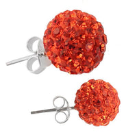 Cargar imagen en el visor de la galería, Glitzerkugel orange knallig 10 mm Kristall Ohrstecker 925er Silber Damen Schmuck
