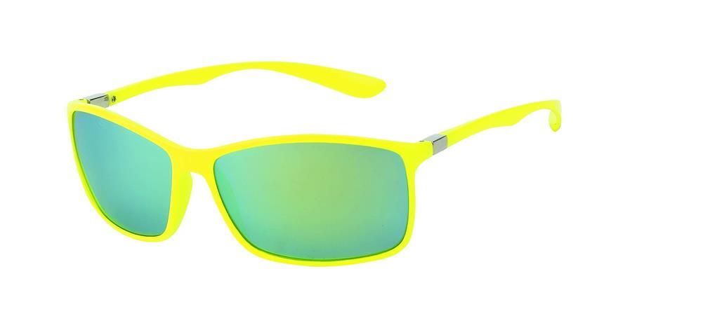 Sonnenbrille Herren dünn 400 UV Rechteck Metallscharnier neon