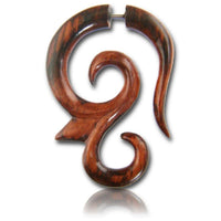 Cargar imagen en el visor de la galería, Fake Holz Piercing Spitze Haken Spirale Narra Wood Plug nickelfrei Edelstahl Ohrstecker Organic
