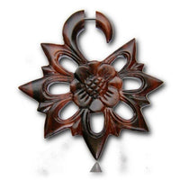 Cargar imagen en el visor de la galería, Fake Holz Piercing Narra Holz Blume Edelweiß nickelfrei Edelstahl Ohrstecker Organic
