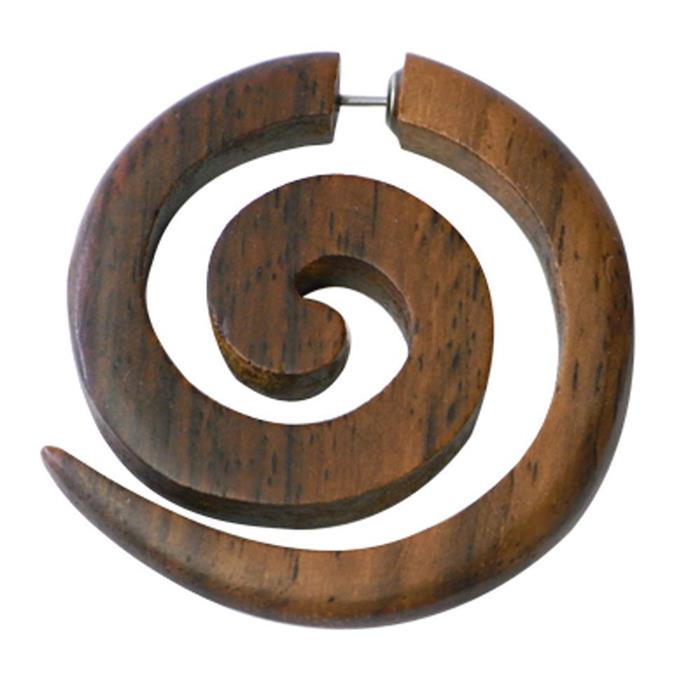 Fake Spirale Lobe Piercing Edelstahl Ohrstecker Dehnschnecke Holz Ohrring Dehner