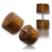 Load image into Gallery viewer, Tribal Fake Holz Piercing Parasitholz Plug 8 mm handgeschnitzt Unisex Edelstahl
