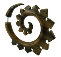 Load image into Gallery viewer, Tribal Fake Piercing Spirale Zacken Holz Edelstahl
