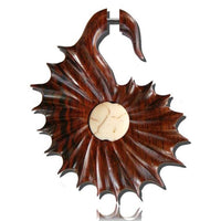 Cargar imagen en el visor de la galería, Fake Holz Piercing Narra Wood Stein Inlay weiß Muschel Edelstahl Ohrstecker Organic Tribal

