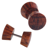 Load image into Gallery viewer, Fake Holz Plug Tamarindenholz Schraubverschluss dunkelbraun Maserung natürlich Piercing
